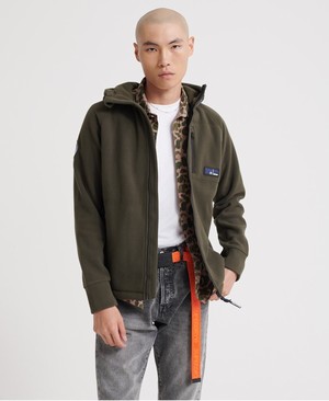 Superdry Polar Fleece Cipzár Férfi Kapucnis Pulóver Olivazöld | EADNX1508